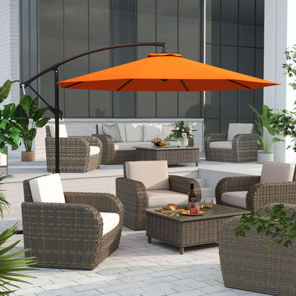 3m Garden Banana Parasol with Cross Base for Garden Family Use, Orange