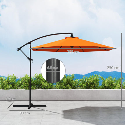 3m Garden Banana Parasol with Cross Base for Garden Family Use, Orange