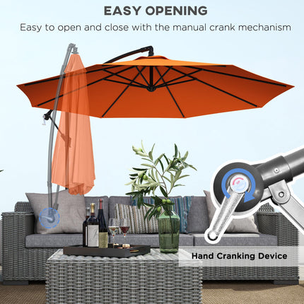 3m Garden Banana Parasol with Cross Base for Garden Family Use, Orange