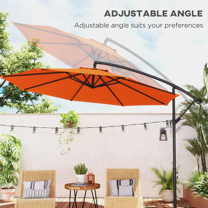 3m Garden Banana Parasol with Cross Base for Garden Family Use, Orange