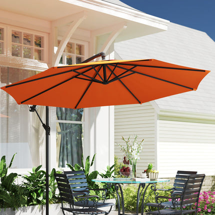 3m Garden Banana Parasol with Cross Base for Garden Family Use, Orange