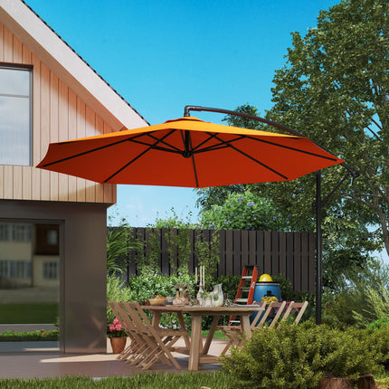 3m Garden Banana Parasol with Cross Base for Garden Family Use, Orange