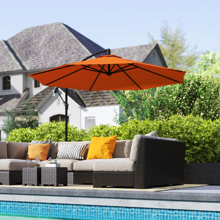 3m Garden Banana Parasol with Cross Base for Garden Family Use, Orange