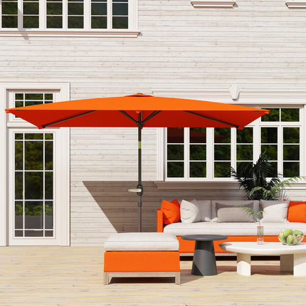 3x2m Rectangular Patio Parasol with Aluminium Tilt Crank - Orange