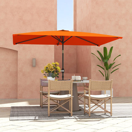 3x2m Rectangular Patio Parasol with Aluminium Tilt Crank - Orange