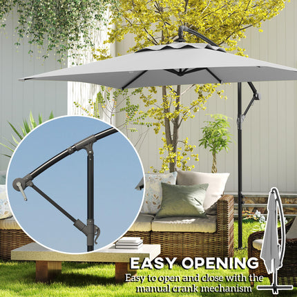 3 Metre Cantilever Parasol with Cross Base - Light Grey