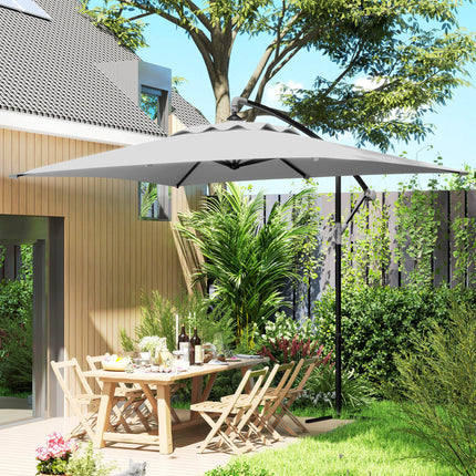 3 Metre Cantilever Parasol with Cross Base - Light Grey