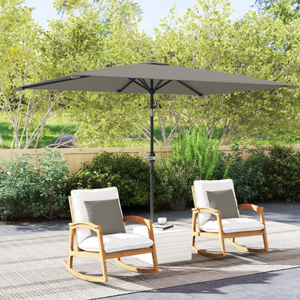 3x2m Rectangular Patio Parasol with Aluminium Tilt Crank Sun Shade - Light Grey