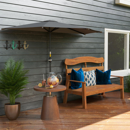 3 Metre Half Parasol with Metal Frame and Crank Handle - Dark Grey