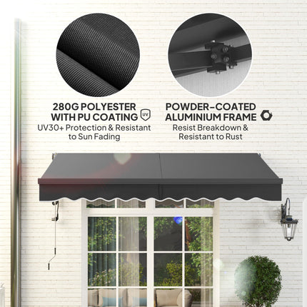 3 x 2.5m Electric Awning with Remote Controller, Aluminium Frame DIY Retractable
