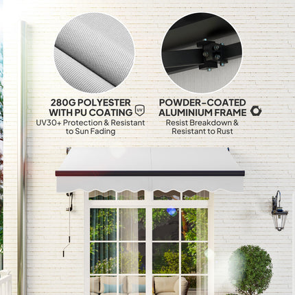 2.5 Metre Electric Retractable Awning Set with Remote Control - Light Grey UV30+