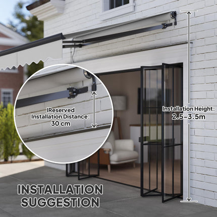 2.5 Metre Electric Retractable Awning Set with Remote Control - Light Grey UV30+