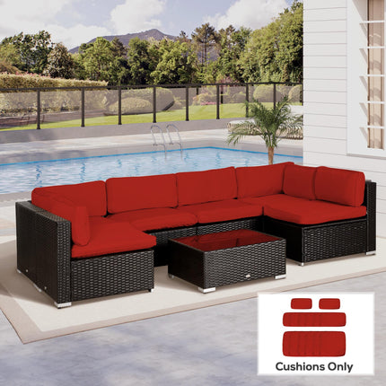 Set of 14 Durable Polyester Outdoor Cushion Covers with Zips - Red
