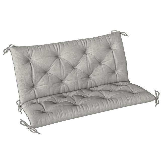 2 Seater Bench Pad, Garden Chair Cushion with Back and Ties for Indoor and Outdo