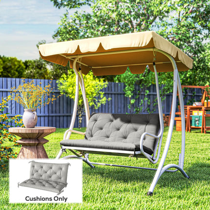 2 Seater Bench Pad, Garden Chair Cushion with Back and Ties for Indoor and Outdo
