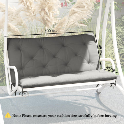 2 Seater Bench Pad, Garden Chair Cushion with Back and Ties for Indoor and Outdo