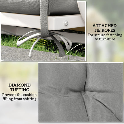 2 Seater Bench Pad, Garden Chair Cushion with Back and Ties for Indoor and Outdo