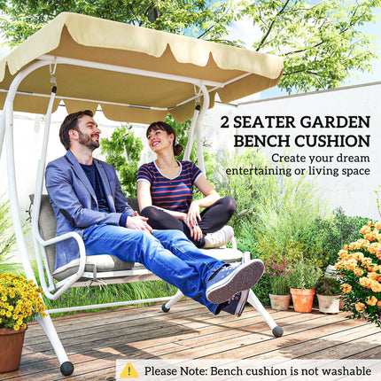 2 Seater Bench Pad, Garden Chair Cushion with Back and Ties for Indoor and Outdo