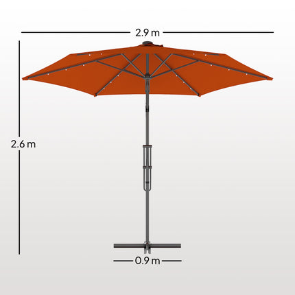 3(m) Solar LED Cantilever Parasol - Orange
