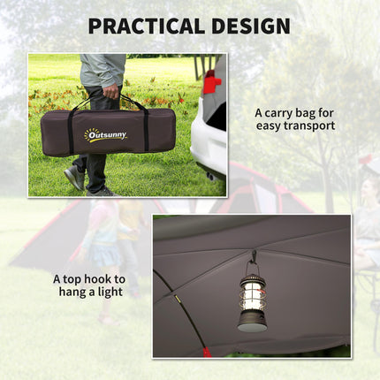 4-6 Man Family Camping Tent w/ 2 Bedrooms and a Living Room, Waterproof Tunnel Tent w/ Sewn In Groundsheet, Doors, Windows, Carry Bag, Grey