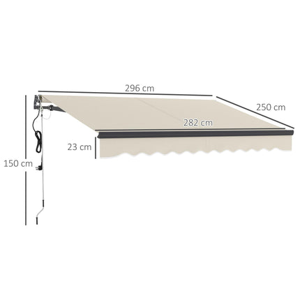 2.5 x 3m Electric & Manual Patio Awning with UV Protection - Beige