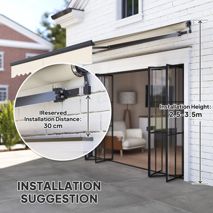 2.5 x 3m Electric & Manual Patio Awning with UV Protection - Beige