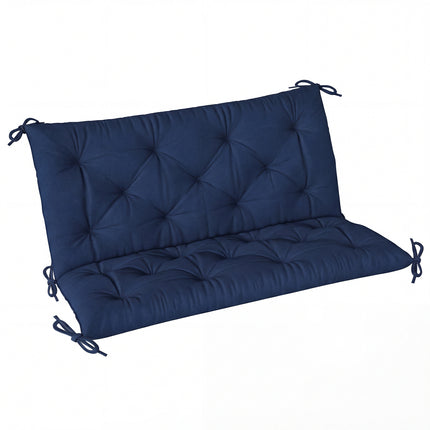 2 Seater Bench Pad, Garden Chair Cushion with Back and Ties for Indoor and Outdo