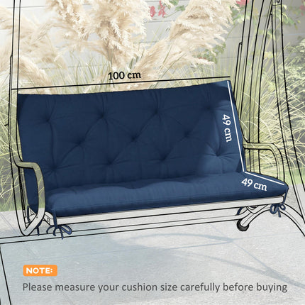 2 Seater Bench Pad, Garden Chair Cushion with Back and Ties for Indoor and Outdo