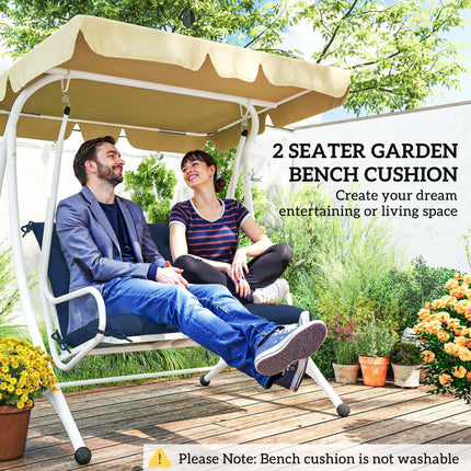 2 Seater Bench Pad, Garden Chair Cushion with Back and Ties for Indoor and Outdo
