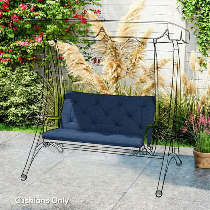 2 Seater Bench Pad, Garden Chair Cushion with Back and Ties for Indoor and Outdo