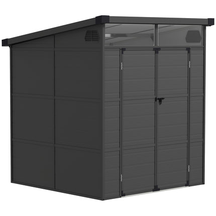 6 x 6ft Outdoor Storage Shed, Plastic Garden Shed with Windows and Air Vents, Ou