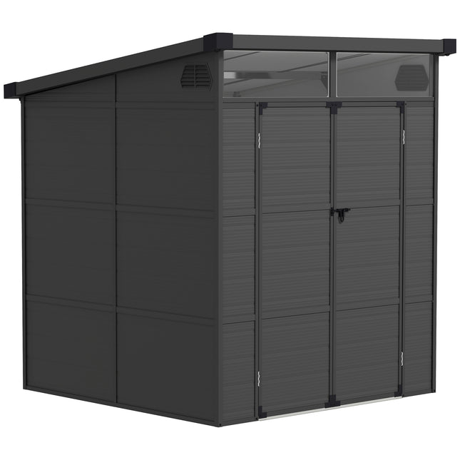 6 x 6ft Outdoor Storage Shed, Plastic Garden Shed with Windows and Air Vents, Ou