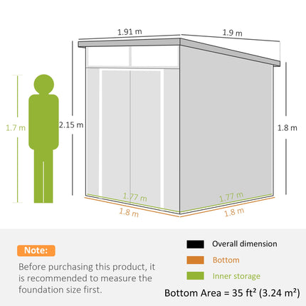 6 x 6ft Outdoor Storage Shed, Plastic Garden Shed with Windows and Air Vents, Ou