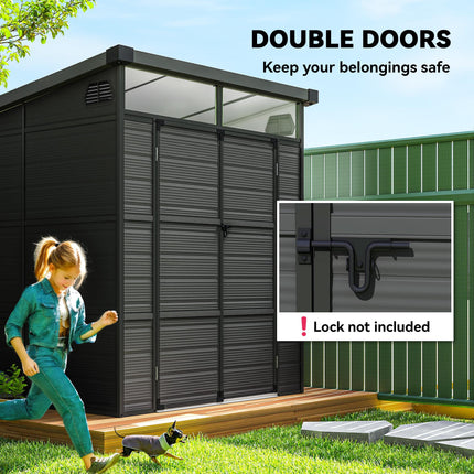 6 x 6ft Outdoor Storage Shed, Plastic Garden Shed with Windows and Air Vents, Ou