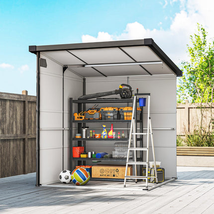 6 x 6ft Outdoor Storage Shed, Plastic Garden Shed with Windows and Air Vents, Ou