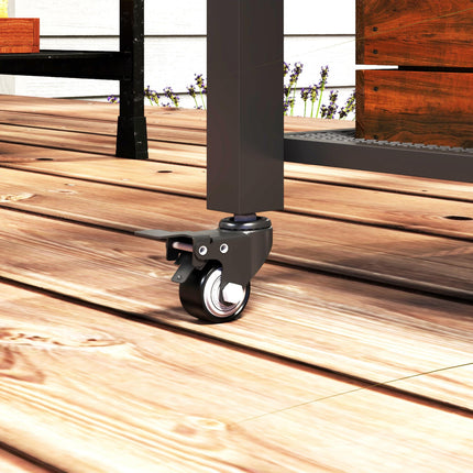 Three-Shelf Outdoor Grill Cart with Stainless Steel Top, 4 Wheels, 3 Hooks, Movable Kitchen Island - Silver Tone