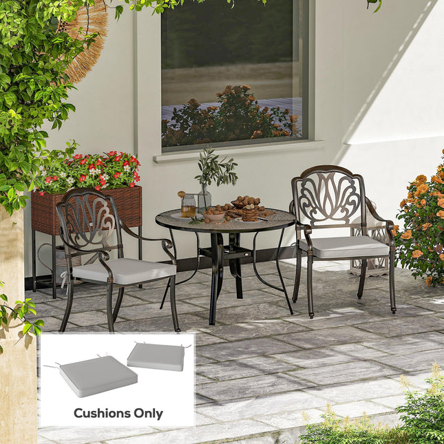 Set of Two 45 x 45cm Garden Seat Cushions - Light Grey