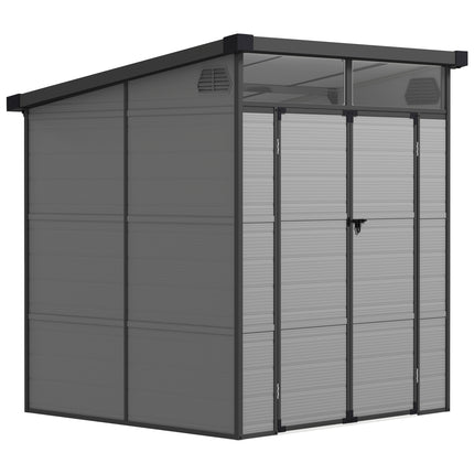 6 x 6ft Outdoor Storage Shed, Plastic Garden Shed with Windows and Air Vents, Ou 1