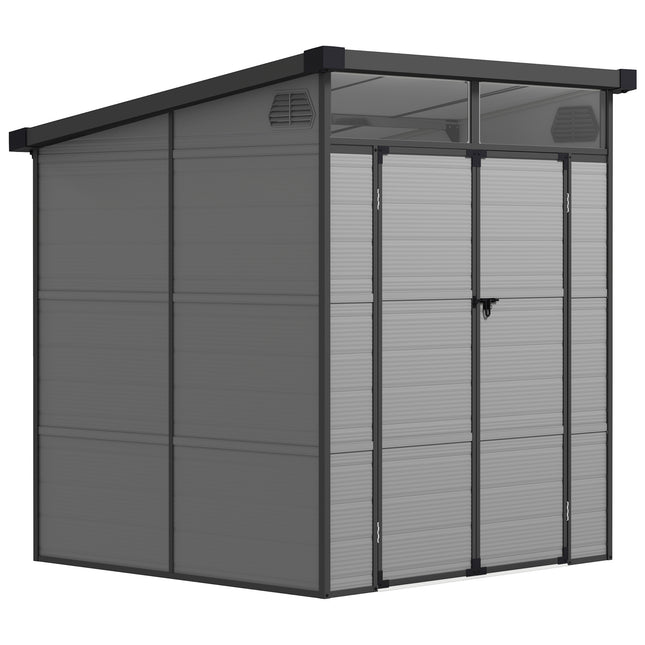 6 x 6ft Outdoor Storage Shed, Plastic Garden Shed with Windows and Air Vents, Ou 1