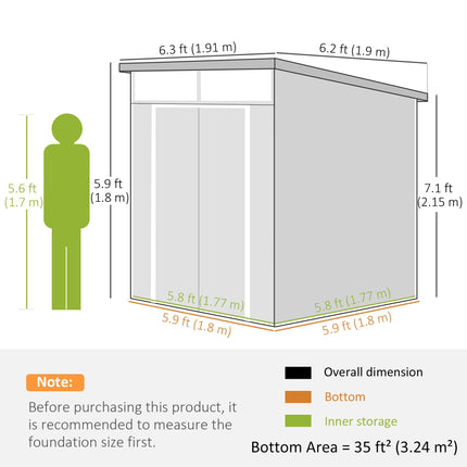 6 x 6ft Outdoor Storage Shed, Plastic Garden Shed with Windows and Air Vents, Ou 1