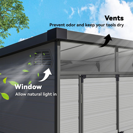 6 x 6ft Outdoor Storage Shed, Plastic Garden Shed with Windows and Air Vents, Ou 1