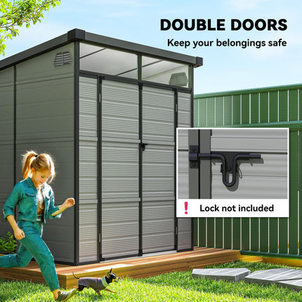 6 x 6ft Outdoor Storage Shed, Plastic Garden Shed with Windows and Air Vents, Ou 1