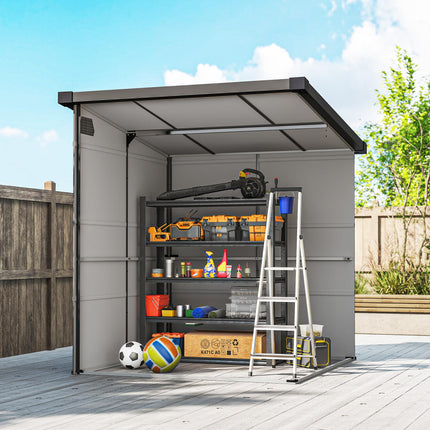 6 x 6ft Outdoor Storage Shed, Plastic Garden Shed with Windows and Air Vents, Ou 1