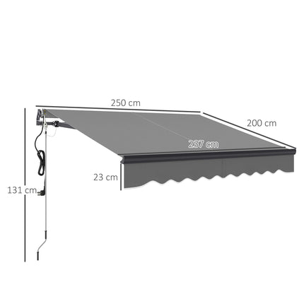 2.5 x 2m Electric Retractable Awning with UV30+ Canopy - Dark Grey