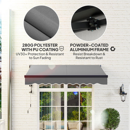 2.5 x 2m Electric Retractable Awning with UV30+ Canopy - Dark Grey