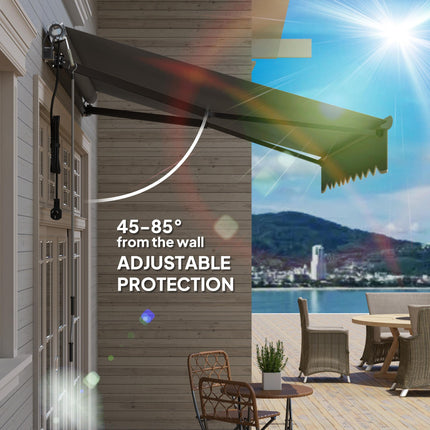 2.5 x 2m Electric Retractable Awning with UV30+ Canopy - Dark Grey