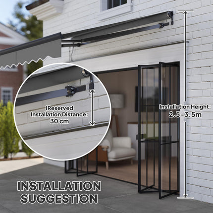 2.5 x 2m Electric Retractable Awning with UV30+ Canopy - Dark Grey