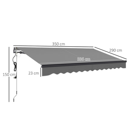 3.5 x 3m Electric/Manual Awning, with Remote - Dark Grey
