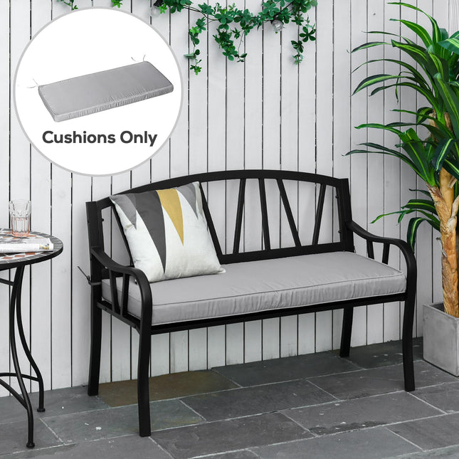 2 Seater Outdoor Garden Bench Cushion Waterproof Polyester 120x50cm - Light Grey