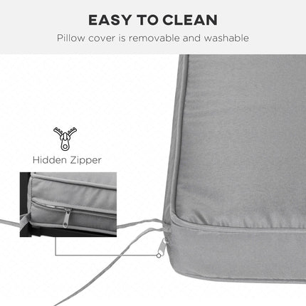 2 Seater Outdoor Garden Bench Cushion Waterproof Polyester 120x50cm - Light Grey
